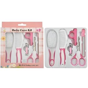 مجموعة العناية بالطفل مكونة من 6 قطع وخالية من مادة بيسفينول أ للبنات من بيبي كير، أبيض ووردي