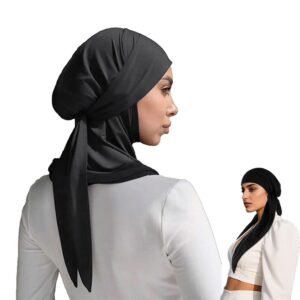 جودتول حجاب للنساء، وشاح راس ناعم سهل الارتداء مع ملاءمة محكمة، غطاء راس متعدد الاستخدامات للاستخدام اليومي، اسود