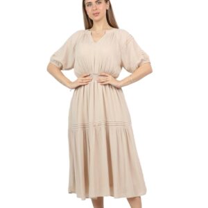 فستان متوسط الطول بأكمام قصيرة للنساء S8156Sv22Q301 من نيتشي