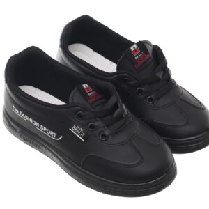 حذاء رياضي مسطح من الجلد برباط وحروف جانبية للنساء من 99.99 - اسود (37)