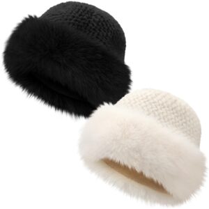 قبعة باكيت للنساء من الفرو الصناعي، قبعة شتوية من القطيفة الزغبية الدافئة، قبعة صياد السمك الناعمة المنفوشة للطقس البارد، قبعة مريحة من الفرو الصناعي للسفر في الهواء الطلق، ملابس الشارع، عبوة من
