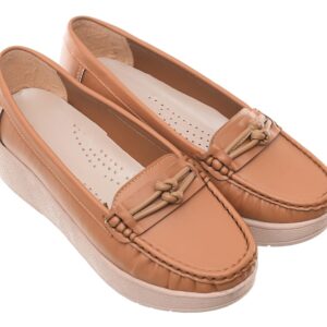 99.99 Women's Leather Shoes with Chunky Block Heel and Front Bow (Havan, 40)