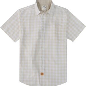 قمصان رجالية باكمام قصيرة وازرار سفلية امامية من دوبينيك® كاجوال منقوشة القطن بنسبة 100٪ مع جيب