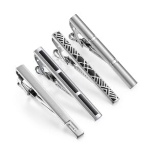 مجموعة مشابك لربطة العنق العادية للرجال لحفلات الزفاف والعمل والحفلات مع صندوق هدايا فاخر من ويناميليري - عبوة من 4 قطع