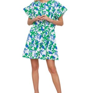 ترنديول فستان قصير منسوج بقصة واسعة مزين بالزهور للنساء، موديل TWOSS22EL0867