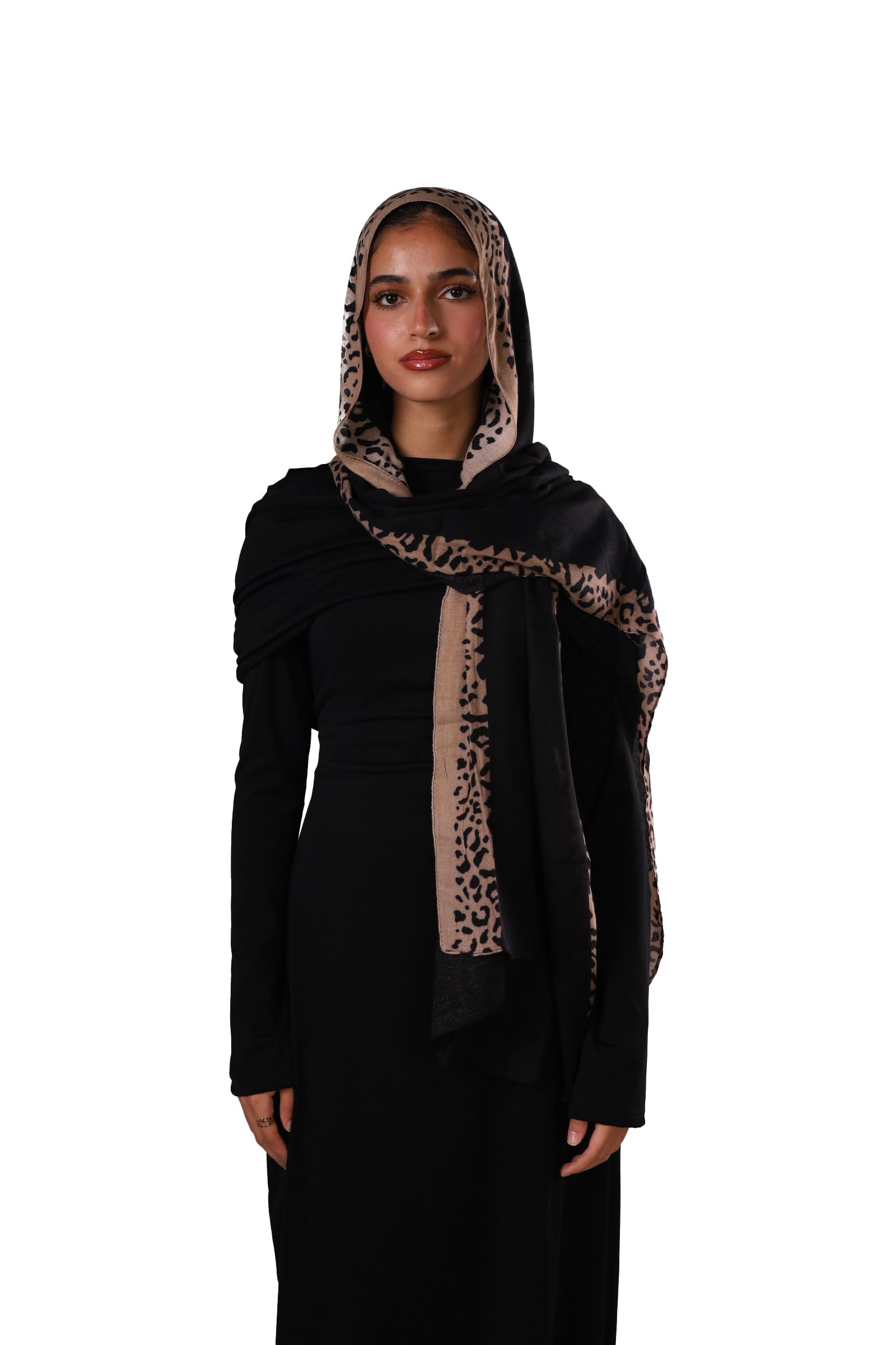 61az7xK9-6L سكارف طويل وأنيق وناعم وخفيف الوزن وعصري ومزود بمسامات للتهوية من قماش المودال وبنقشة جلد الفهد للاستخدام اليومي للنساء من لافيزي
