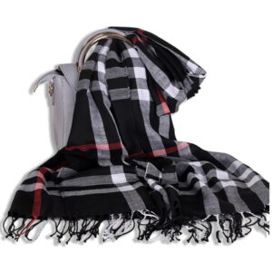 وشاح شتوي أنيق من البوليستر، تصميم كلاسيكي مزود بشرابات، مقاس كبير 180×70 سم، ناعم ودافئ للجنسين