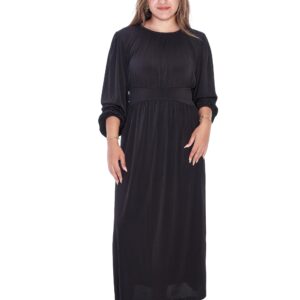 ترنديول فستان محبوك بتفاصيل خصر للنساء بلون اسود TCTSS25DB00014 فساتين سهرة محتشمة