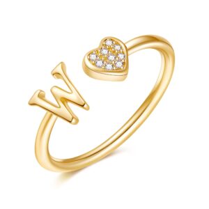 خواتم على شكل حرف W للبنات المراهقات، خواتم مطلية بالذهب على شكل قلب للبنات المراهقات، هدايا مجوهرات للمراهقات، خاتم مطلي بالذهب للبنات والاطفال والنساء، هدايا للبنات المراهقات، هدايا قابلة للتعديل