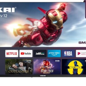 Nikai 32 Inch Smart HD LED TV, 1366 x 768 Resolution, Android TV with Wi-Fi & DLNA, Quad-Core Processor, 16W Speaker Power 2x HDMI, 2x USB, Netflix, YouTube, Shahid NTV3200SLED Black