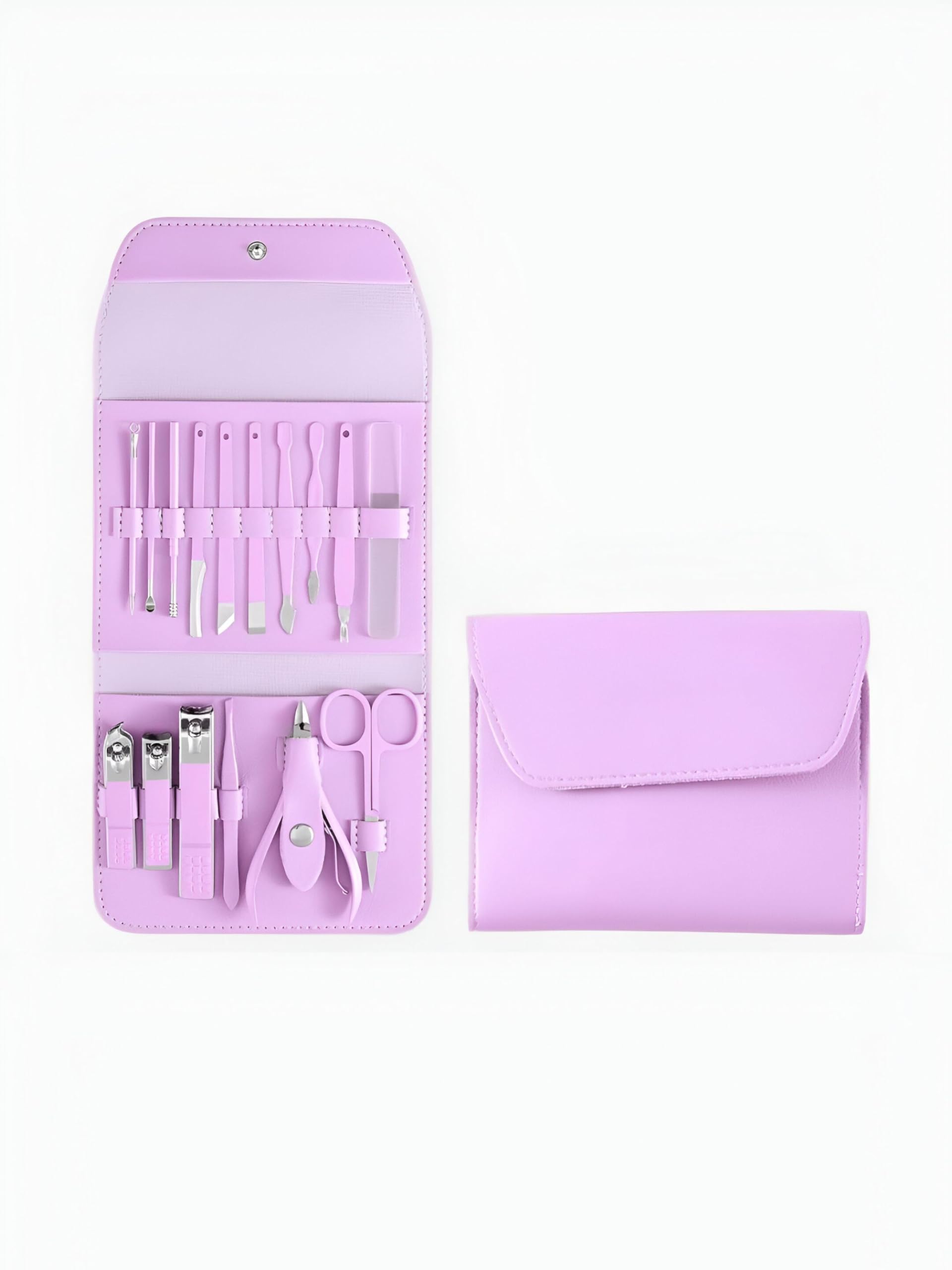 61c58KGrdsL طقم متكامل للعناية بالأظافر 16 قطعة للعناية الشخصية باديكير ومجموعة تجميل احترافية للرجال والنساء هدية عملية ومثالية للعناية اليومية (بنفسج)