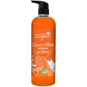 جل استحمام اليجانت | جزر وحليب | 1 لتر | غسول الجسم المجدد برائحة انيقة تدوم طويلا | خالي من البارابين لجميع انواع البشرة والاستخدام اليومي، من ايه اف اس اليغانت