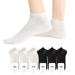 جوارب قصة عادية بطول الكاحل للنساء مصنوعة من نسيج شبكي من القطن جيد التهوية، جوارب خفيفة الوزن مريحة للارتداء اليومي خلال فصلي الربيع والصيف متوفرة بمقاسات من 35 إلى 40 من لولاكس، عبوة من 6 أزواج