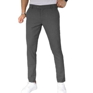 بنطلون كلاسيك رمادي غامق ليكرا للرجال من تكت