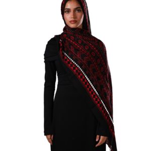 حجاب مودال بنقشة فسيفساء - سكارف طويل ناعم مزود بمسامات للتهوية للنساء - غطاء رأس خفيف الوزن للأزياء المحتشمة - شال حجاب يومي أنيق من لافيزي، أحمر (Crimson)