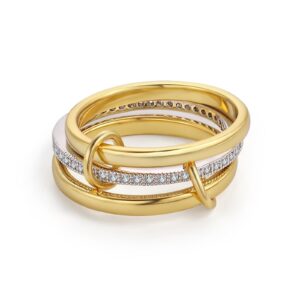 خواتم ذهبية قابلة للتكديس للنساء من بابوريتش، مجموعة من 3 خواتم مع سوار زركونيا مكعب، خاتم انيق مطلي بالذهب عيار 18 قيراط للنساء