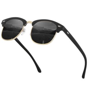 نظارة شمسية بعدسات مستقطبة بنصف إطار للجنسين بتصميم كلاسيكي للقيادة والسفر مع حماية من الأشعة فوق البنفسجية 400 من جيمدوماسا