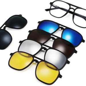 نظارة شمسية بمشبك مغناطيسي من جويز، اطار مربع عصري مع تقنية مشبك مغناطيسي، مشابك نظارات شمسية مستقطبة للنظارات الطبية، مثالية للاستخدام اليومي والسفر