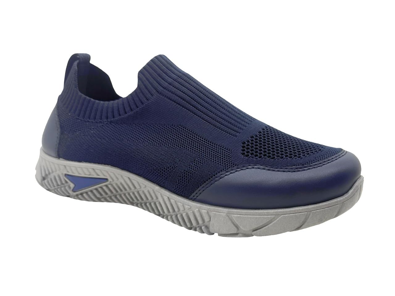 Version 1.0.0 حذاء رياضي للجري بنسيج شبكي ازرق، تصميم جيد التهوية، مريح مبطن، نعل مطاطي رمادي، اغلاق رباط، حذاء رياضي كاجوال، حذاء رياضي كاجوال، رقبة منخفضة