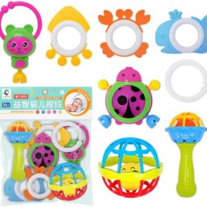 خشخيشات وعضاضات للرضع ألعاب التسنين للأطفال من عمر 1 إلى 12 شهرًا،ألعاب تعليمية مبكرة للأطفال حديثي الولادة ،لعبة عضاضة للأطفال (8 قطعة في كيس) من TOYS-EGYPT