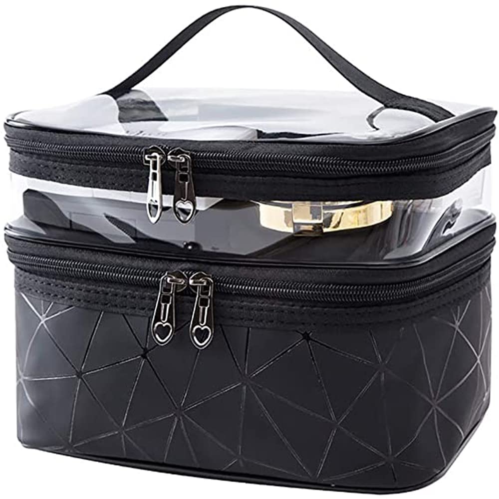 61gSc3sDtzL حقيبة مستحضرات تجميل من يو آر بازار، حقائب مكياج سفر مزدوجة الطبقات للنساء، حقائب مستحضرات تجميل محمولة مقاومة للماء، منظم مكياج، أدوات تجميل، شامبو، مستلزمات العناية الشخصية