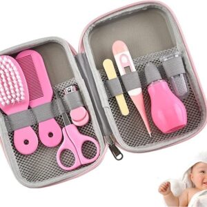 أدوات العناية بالطفل، أساسيات رعاية أطفال آمنة، طقم 8 قطع، وردي