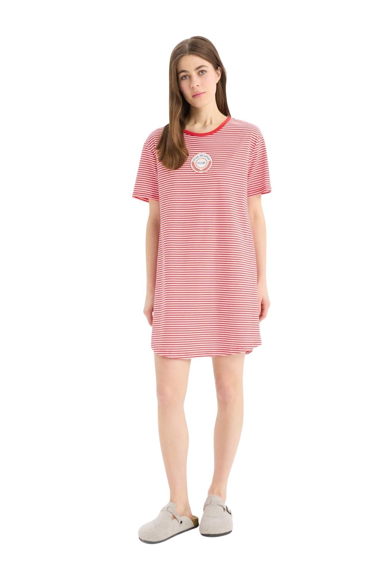 61hCTgMCHmL ديفاكتو فستان كاجوال محبوك بقصة عادية ورقبة دائرية ضيقة واكمام قصيرة للنساء (عبوة من قطعة واحدة)