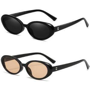 نظارة شمسية بتصميم بيضاوي كلاسيكي للرجال والنساء، نظارات شمسية بيضاوية صغيرة عصرية بتصميم التسعينيات القديم من بريك صن