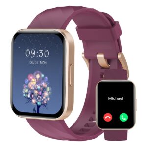 RUIMEN Smart Watches for Women Men (Answer/Make Calls) Compatible with iPhone/Android Phones, 1.85" HD Screen Fitness Tracker Heart Rate Monitor 100+ Sports Tracker Watch Waterproof (Purple)