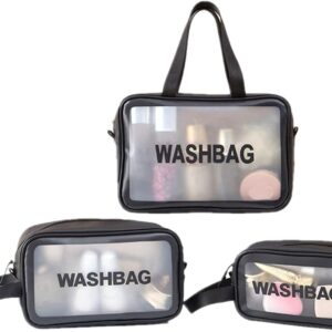 مجموعة شنط سفر مقاومة للماء مكونة من 3 قطع مصنوعة من الجلد المقاوم للماء - منظم ادوات شخصية متعدد الاحجام - مناسبة للرجال والنساء، سهلة الحمل والتنظيف والتنظيم