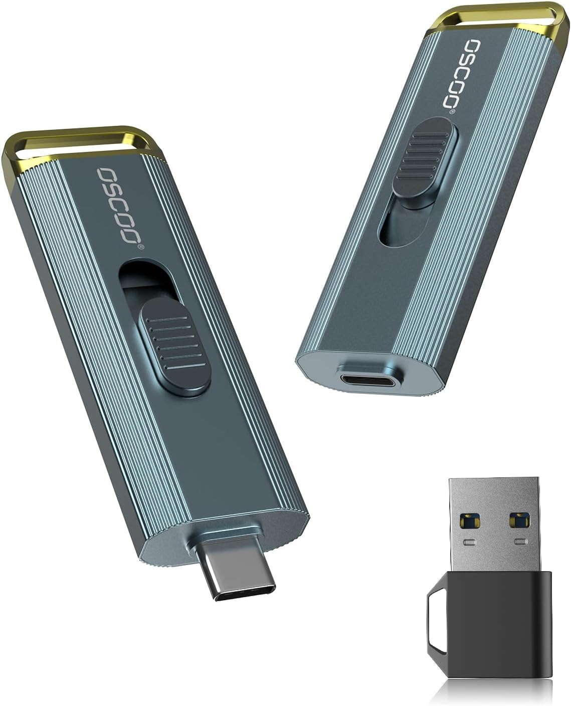 61j9z9yjQdL 512GB Portable SSD, Up to 2100MB/s, USB 3.2 Gen 2 External Solid State Drive, Dual USB-C & USB-A Adapter, Retractable Design, Compatible with iPhone 15/16/17, Android, Mac & Windows