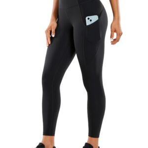 سي ار زد يوجا سروال ضيق للتمارين الرياضية للنساء مقاس 25 انش - عالي الخصر مع جيوب جانبية