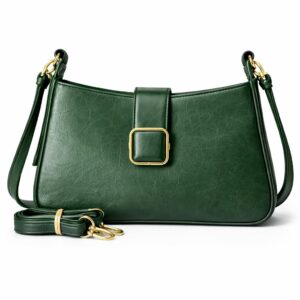 شنطة كروس انيقة من الجلد للنساء بتفاصيل ذهبية وحزام قابل للتعديل من تريندورا، مقاس 26 × 16 سم