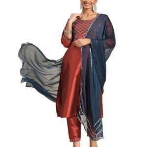 LookMark Women KS2047 LookMark Womens Art Silk Kurta and Pant Set with Dupatta (pack of 1)