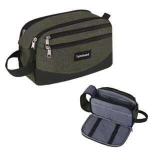 شنطة ادوات الزينة للسفر للرجال من تكسينرباود، شنطة ادوات العناية الشخصية مقاومة للماء، شنطة حلاقة كبيرة للسفر، منظم ادوات الزينة للسفر واساسيات السفر، اخضر، البوليستر، بني