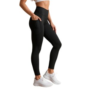 سروال يوجا ضيق بدون خياطة مع جيوب للنساء من ميشارين - سكرانشي، خصر عالي للتحكم في البطن، سروال لياقة بدنية جيد التهوية يمتص العرق، سباندكس سريع الجفاف، طول كامل