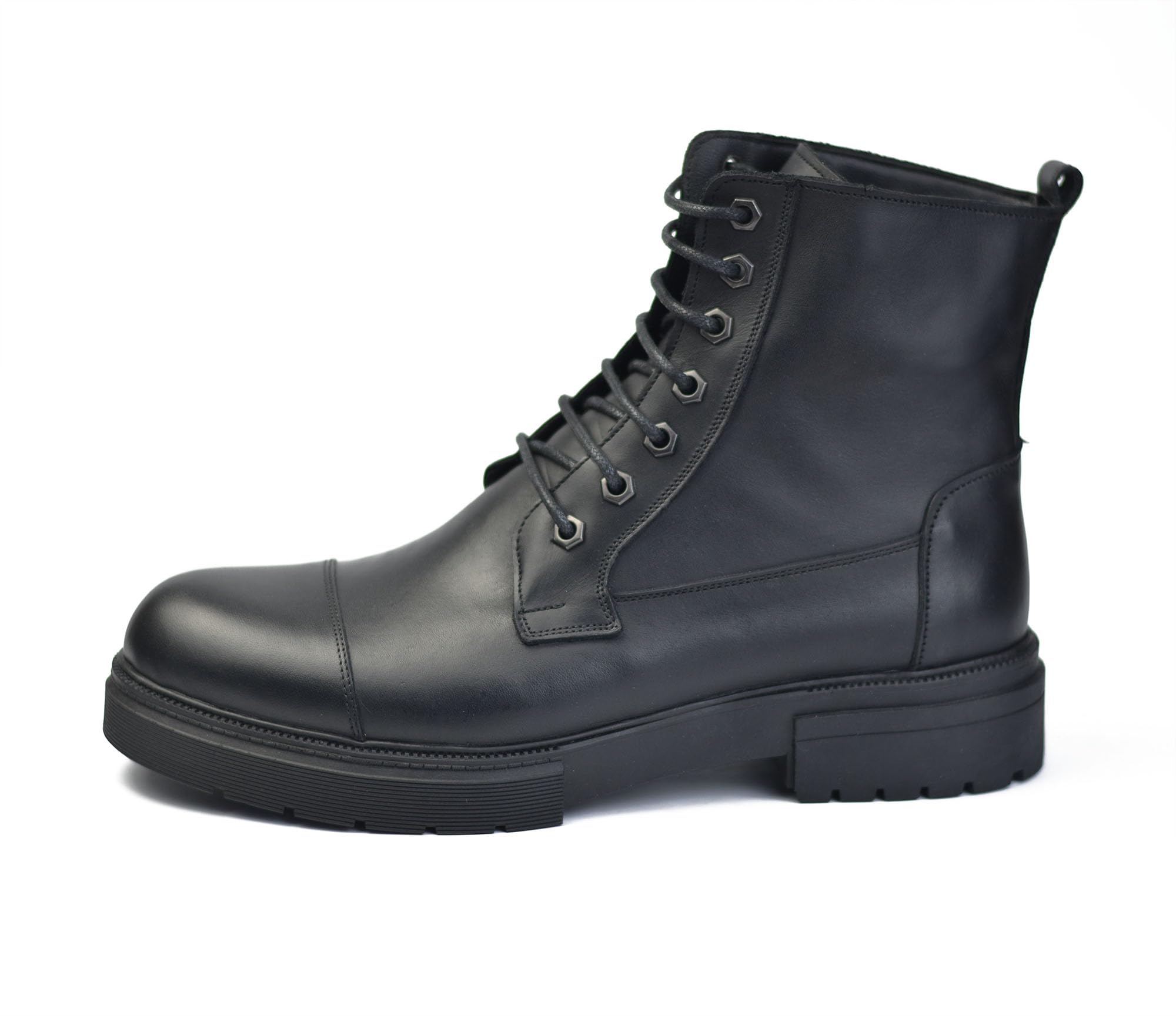 61kTeLU2oTL حذاء بوط مصنوع من الجلد الطبيعي برباط ونعل رابر مرتفع مقاوم للانزلاق