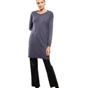 LC واكيكي تونيك تريكو سادة برقبة دائرية ضيقة واكمام طويلة للنساء