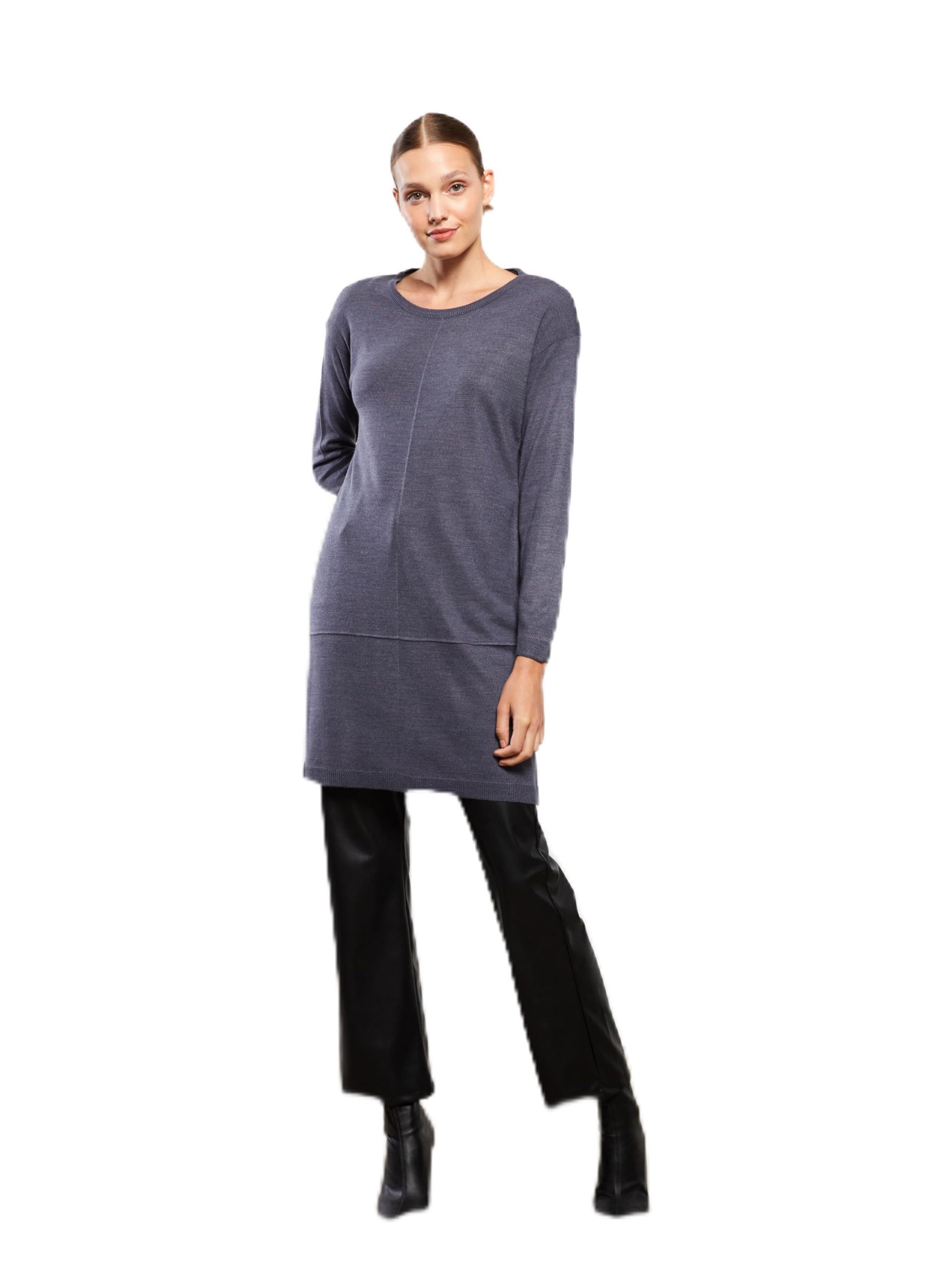 61kYzg8f58L LC واكيكي تونيك تريكو سادة برقبة دائرية ضيقة واكمام طويلة للنساء