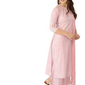 كورتا للنساء من جوسريكي من مزيج من القطن مع سروال ووشاح دوباتا بتصميم ملابس تقليدية في عبوة من قطعة واحدة