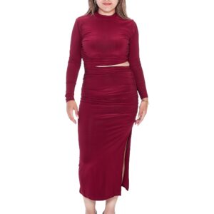 ترنديول فستان سهرة انيق للنساء مع نافذة بلون بورغندي وتفاصيل مفرغة TPRAW24EL00297