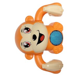 لعبة قرد موسيقية كهربائية من بينروكس زاحف امنة للاطفال شكل جميل مع ضوء وموسيقى للمنزل برتقالي بلاستيك