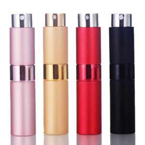 زجاجات بخاخ العطور الصغيرة القابلة لإعادة الملء من اي سي في في من 4 قطع: حاويات بخاخ محمولة للسفر والنزهات، سعة 8 مل، حافظة توزيع بخاخ عطر متعددة الألوان