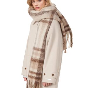 شال باشمينا للنساء، وشاح للنساء، شال طويل للتدفئة في الشتاء، اوشحة كبيرة للطقس البارد، وشاح بطانية سميك ملون منقوش