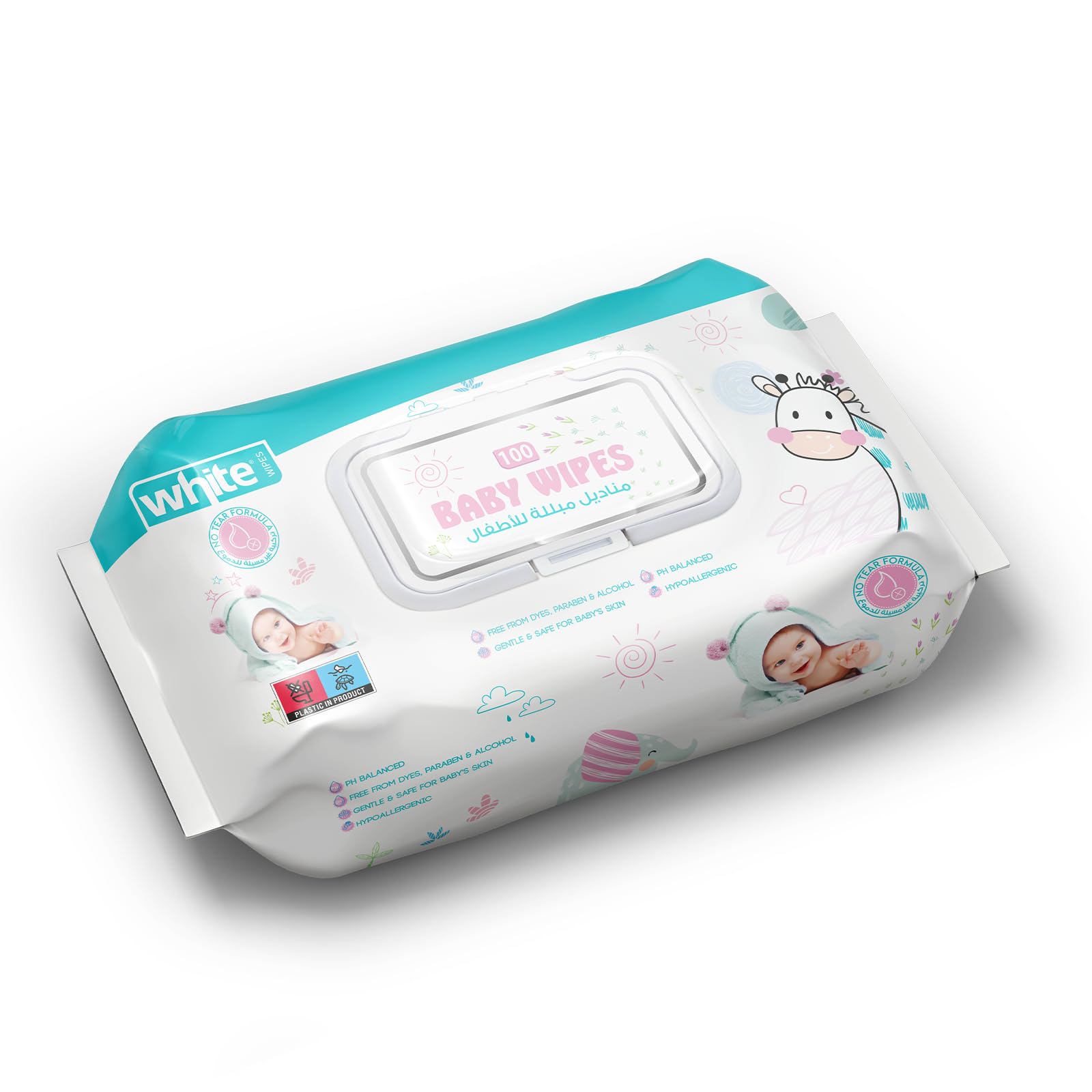61mcFj6eF0L مناديل مبللة للأطفال من وايت، 100 منديل