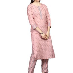 مجموعة سروال كورتا نسائي من قماش كريب البوليستر من Vaamsi (PKSET1024_Peach)