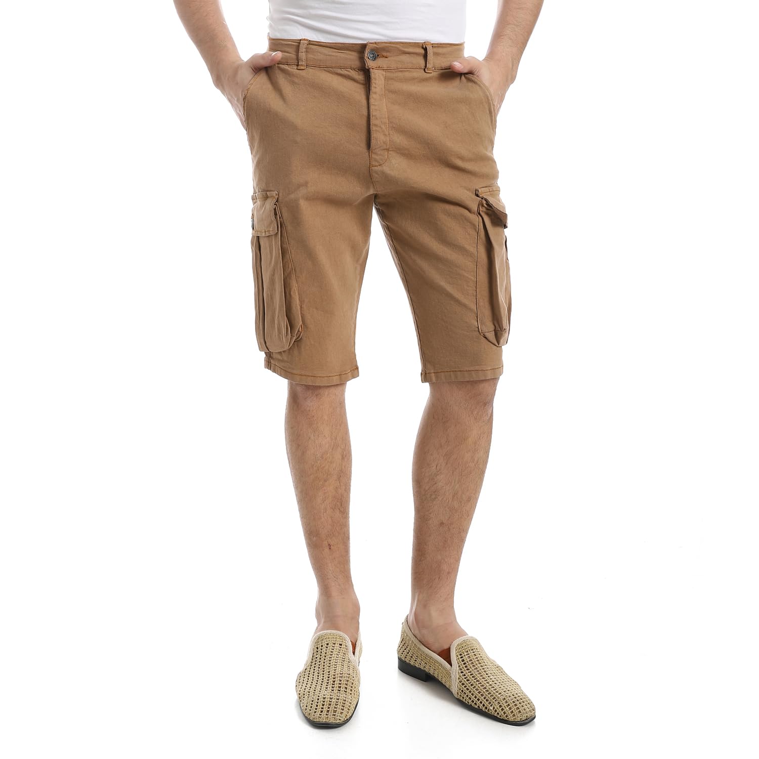 61nU0jMaGpL شورت كاجوال جبردين بقصة عادية وجيوب أمامية للرجال من اندورا