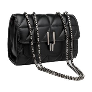 شنط كروس للنساء من جلد البولي يوريثين شنطة كتف للهاتف المحمول محفظة يد وحامل بطاقات اسود