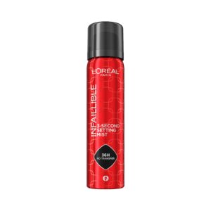 بخاخ تثبيت انفاليبل يجف خلال 3 ثوان، رذاذ دقيق يدوم حتى 36 ساعة من لوريال باريس، شفاف، 75 مل