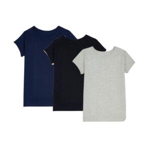 قطونيل توب نسائي من القطن مكون من 3 قطع، قمصان داخلية بيسيك باكمام قصيرة بالوان اساسية، قصة عادية، نمط كاجوال للارتداء اليومي